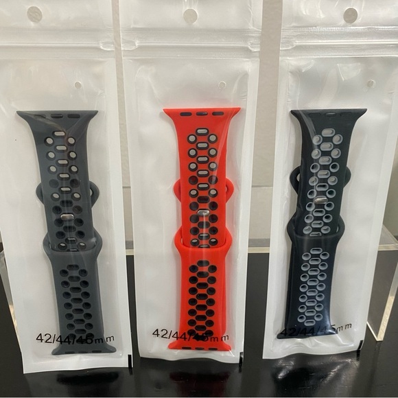 Replacement Watch Bands for Apple Watch Bundle Red Gray Black 42/44 - Picture 1 of 4